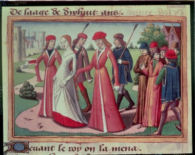 Joan of Arc being led to Charles VII from the Vigils of Charles VII, c.1484 by Martial de Paris